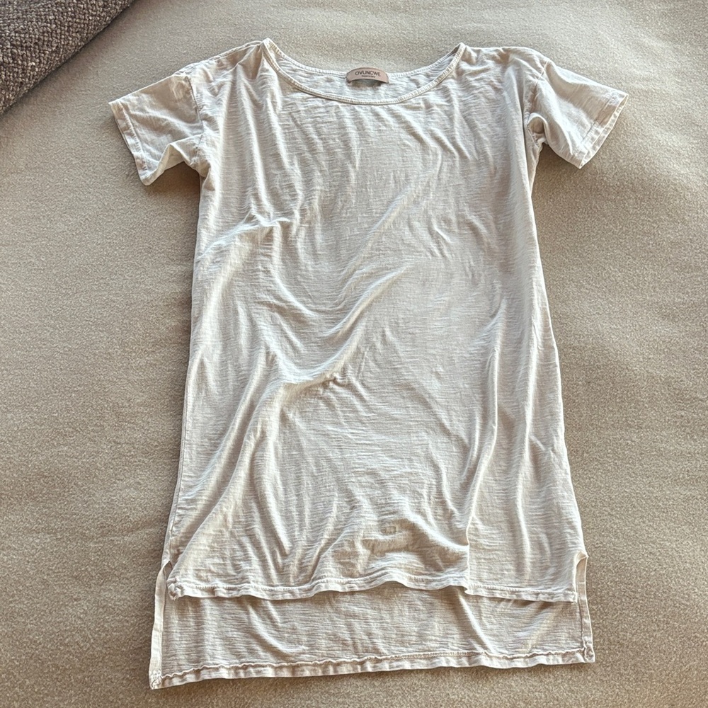 Light Cream Short Sleeve Women's Tee Dress